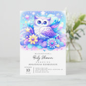 Woodland Owl Babydusche Einladung (Stehend Vorderseite)