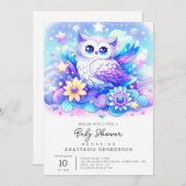 Woodland Owl Babydusche Einladung (Vorne/Hinten)