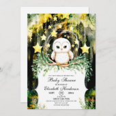 Woodland Owl Babydusche Einladung (Vorne/Hinten)