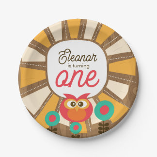 Woodland Owl First Birthday Invitation – One Year  Pappteller