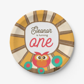 Woodland Owl First Birthday Invitation – One Year  Pappteller