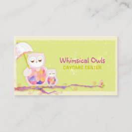 Woodland Owls Whimsical Day Care Visitenkarte