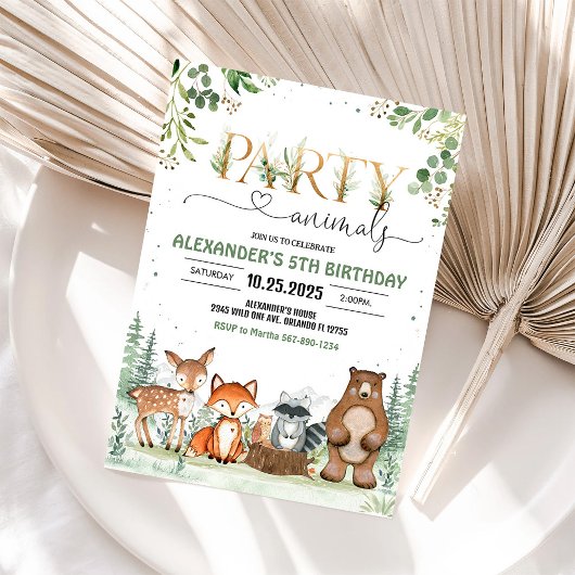 Woodland Party Kreaturen Thema Geburtstag Einladung