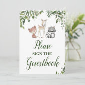 Woodland Party Zeichen - Gästebuch-Zeichen 12x18 Einladung (Stehend Vorderseite)