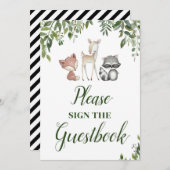 Woodland Party Zeichen - Gästebuch-Zeichen 12x18 Einladung (Vorne/Hinten)