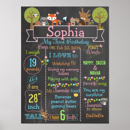 Woodland Party zum ersten Mal Geburtshaus Poster (Vorne)