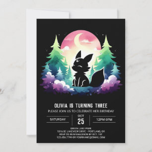 Woodland Pastel Wolf Geburtstag Einladung