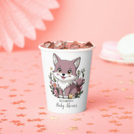 Woodland Pastel Wolf Kinderdusche Pappbecher