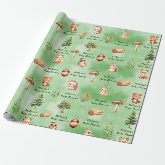 Woodland Pattern Baby Boy Dusche Geschenkpapier (Ungerollt)