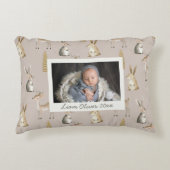 Woodland Pattern Beige Gray Custom Photo Nursery Dekokissen (Vorderseite)
