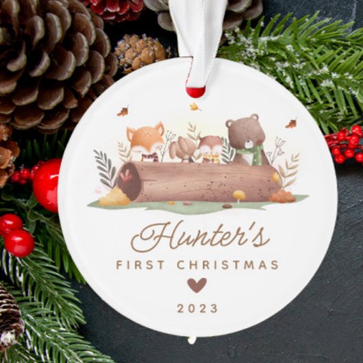 Woodland Photo Baby's First Christmas Ornament