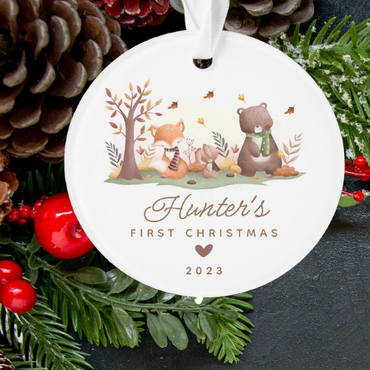 Woodland Photo Baby's First Christmas Ornament
