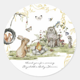 Woodland Picnic | Baby - Dusche für Waldtiere Runder Aufkleber