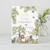 Woodland Picnic | Birthday Party für Waldtiere Einladung (Stehend Vorderseite)