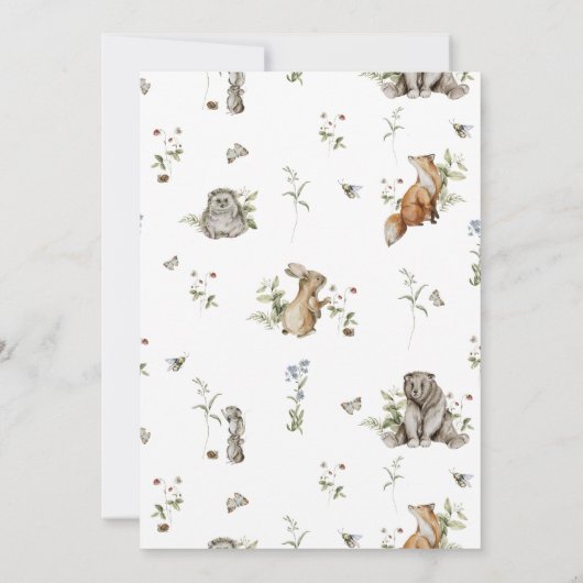 Woodland Picnic | Birthday Party für Waldtiere Einladung (Rückseite)