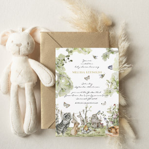 Woodland Picnic Forest Animals Baby Shower Einladung