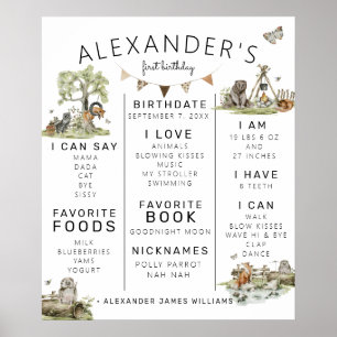 Woodland Picnic   Wald 1. Geburtstag Meilenstein Poster