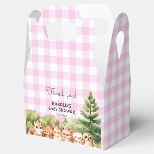 Woodland Pink Baby Girl Dusche Geschenkschachtel (Geöffnet)