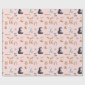 Woodland Pink Baby Shower Giftwrapping Paper Geschenkpapier (Flach)