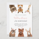 Woodland Pink Birthday Party Einladung (Vorderseite)