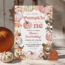 Woodland Pink Boho Pumpkin Girl 1. Geburtstag