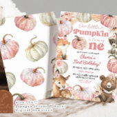 Woodland Pink Boho Pumpkin Girl 1. Geburtstag Einladung