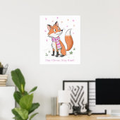 Woodland Pink Cheeky Fox - Playful Doodle Animal Poster (Heimbüro)