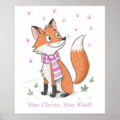 Woodland Pink Cheeky Fox - Playful Doodle Animal Poster (Vorne)