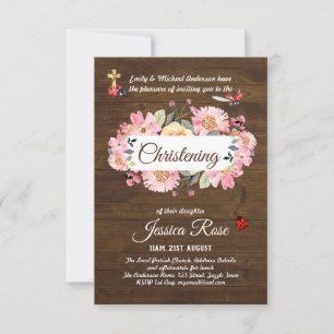 Woodland Pink Floral Christening laden Taufen ein