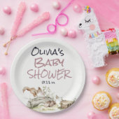 Woodland Pink Girl Wild Forest Animal Baby Shower Pappteller (Party)