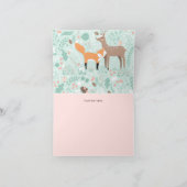 Woodland Pink Orange Babydusche Danke Karte (Innenseite)