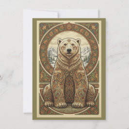 Woodland Polar Bear Art Flat Thank You Card Dankeskarte