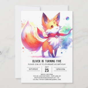 Woodland Printable Fox Birthday Einladung
