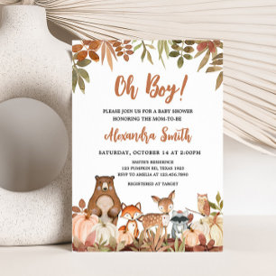Woodland Pumpkin Animals Baby Dusche Einladung