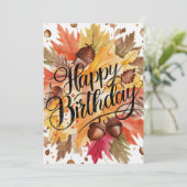 Woodland Pumpkin Herbst glücklich Geburtstag Karte (Stehend Vorderseite)