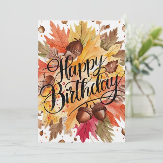 Woodland Pumpkin Herbst glücklich Geburtstag Karte (Stehend Vorderseite)