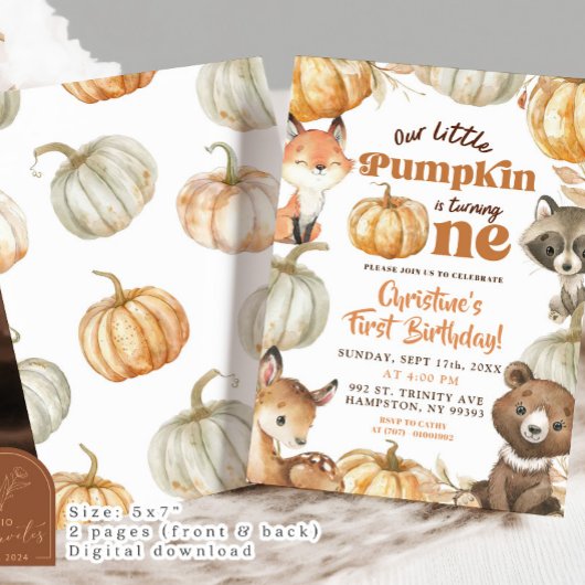 Woodland Pumpkin macht einen Geburtstag Einladung