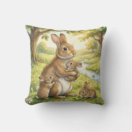 Woodland Rabbit Family Kids Kissen