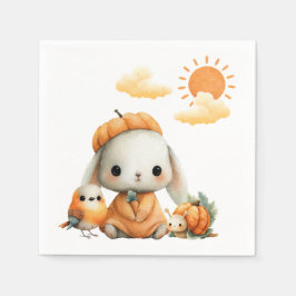 Woodland Rabbit Snail Bird Fall Kids' Birthday  Serviette
