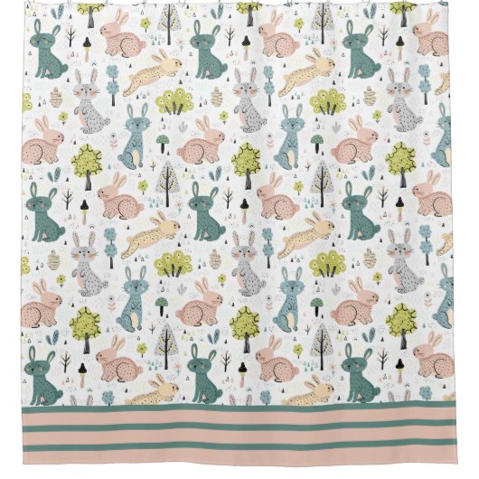 Woodland Rabbits Duschvorhang (Vorderseite)