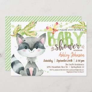 Woodland Raccoon Baby Dusche Einladung