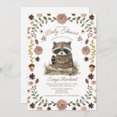 Woodland Raccoon Baby Shower Einladung (Vorne/Hinten)