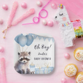 Woodland Raccoon Baby Shower Niedlich Boy Pappteller (Party)