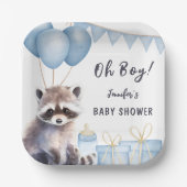 Woodland Raccoon Baby Shower Niedlich Boy Pappteller (Vorderseite)