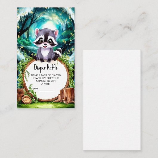 Woodland Raccoon Babydusche Begleitkarte (Vorne/Hinten)