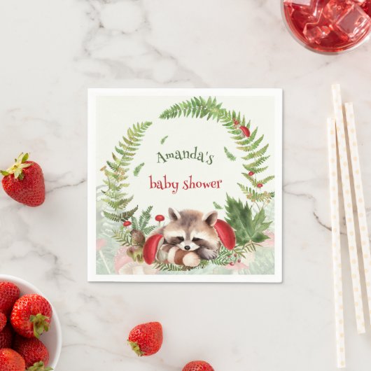 Woodland Raccoon Babydusche Serviette (Beispiel)