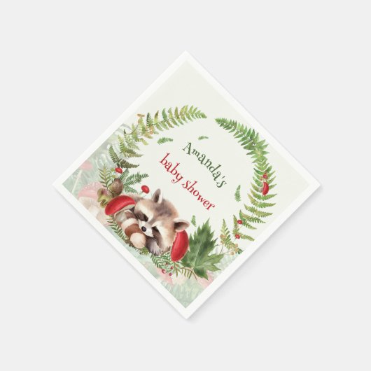 Woodland Raccoon Babydusche Serviette (Ecke)