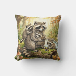 Woodland Raccoon Family Kids Kissen