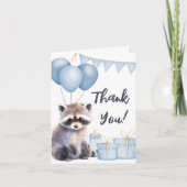 Woodland Raccoon Kinderdusche geklappt Danke Karte (Vorderseite)