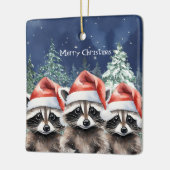 Woodland Raccoon Weihnachten Keramikornament (Links)